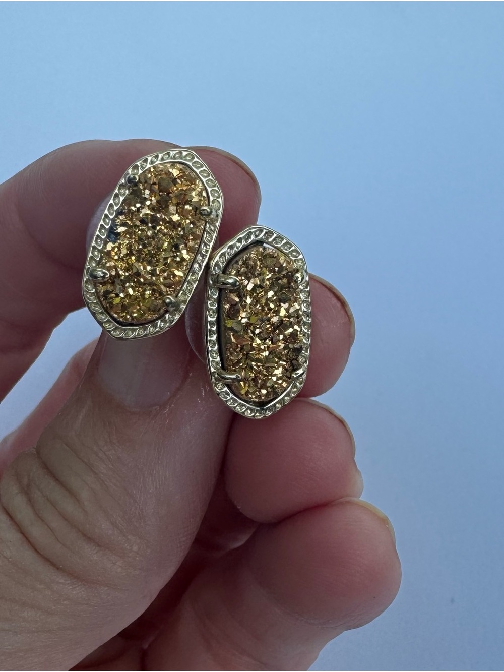 Kendra Scott Gold Druzy Oval Stud Earrings